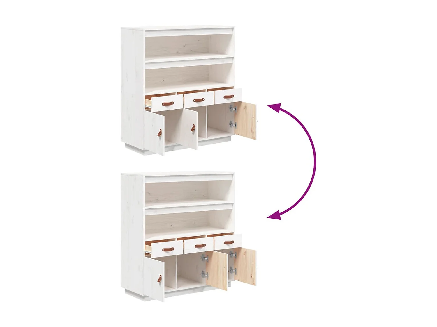 Hoge kast 100x40x108,5 cm massief grenenhout wit