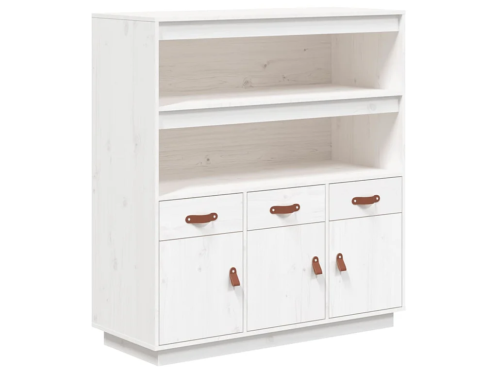 Highboard Weiß 100x40x108,5 cm Massivholz Kiefer