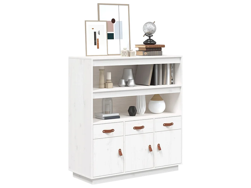 Highboard Weiß 100x40x108,5 cm Massivholz Kiefer