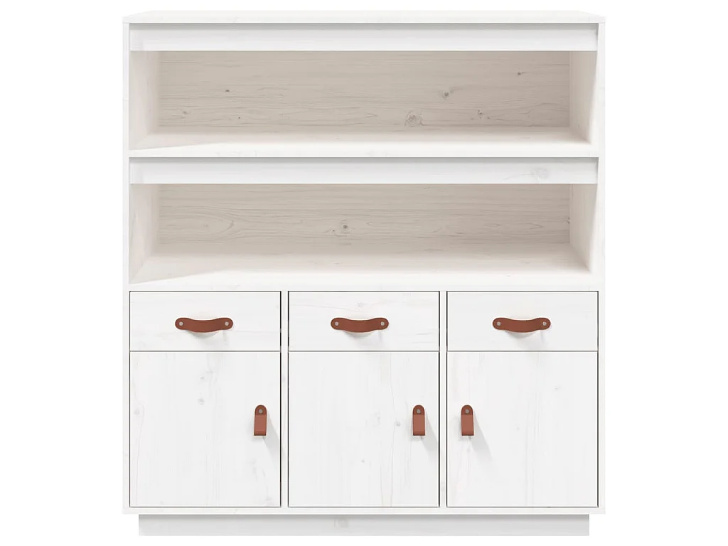 Highboard Weiß 100x40x108,5 cm Massivholz Kiefer