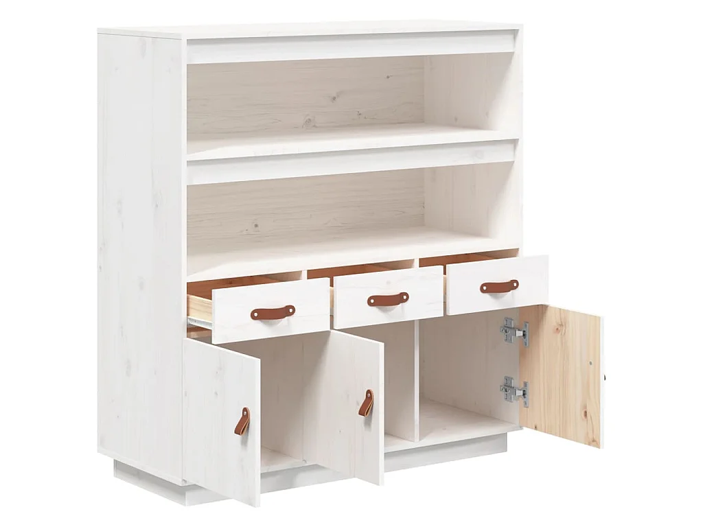 Highboard Weiß 100x40x108,5 cm Massivholz Kiefer