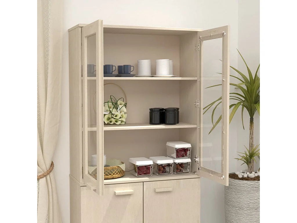 Topo p/ armário alto HAMAR 85x35x100 pinho maciço castanho-mel