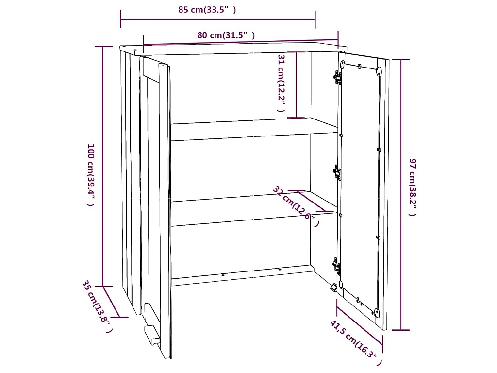 Dessus de buffet HAMAR Marron miel 85x35x100 cm Bois de pin