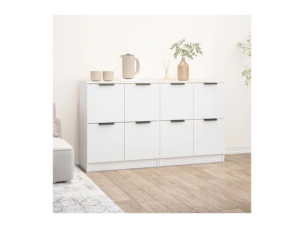 Dressoirs 2 st 60x30x70 cm bewerkt hout wit