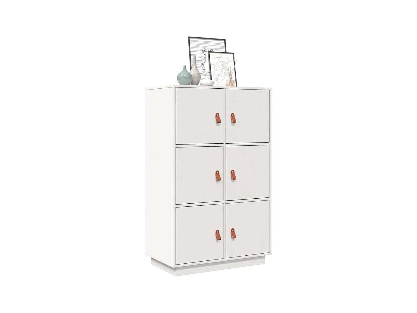 Buffet haut Blanc 67x40x108,5 cm Bois massif de pin
