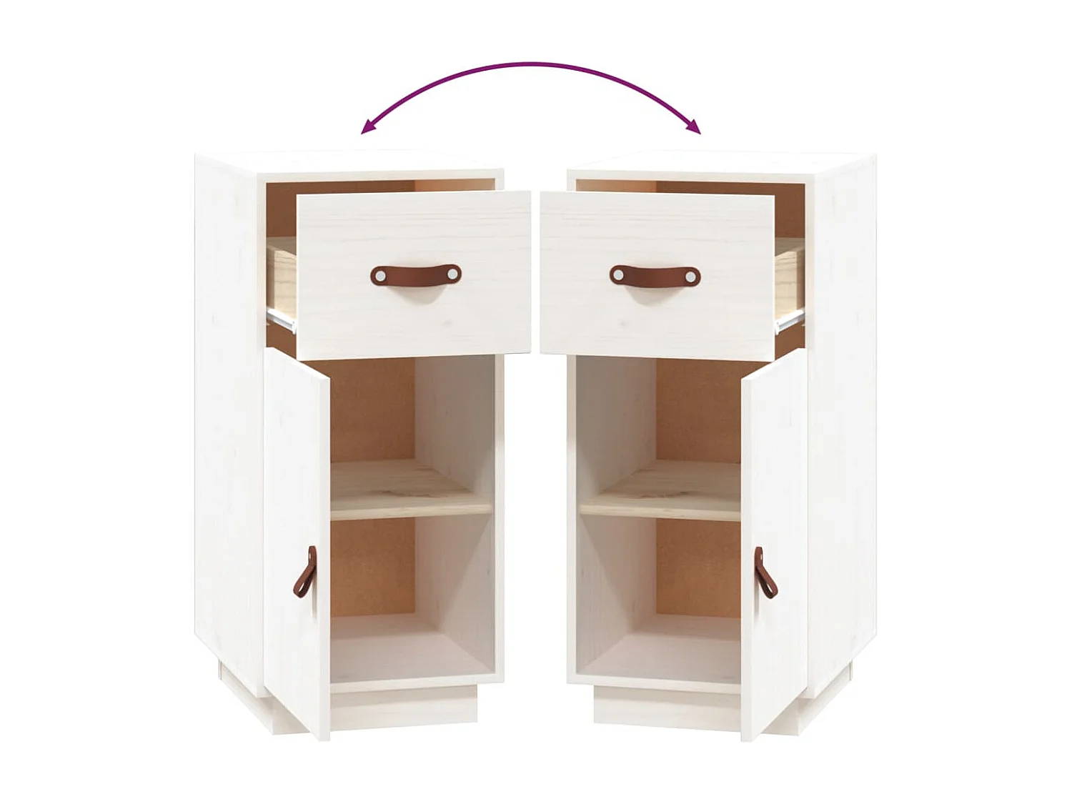 Buffet Blanc 34x40x75 cm Bois massif de pin