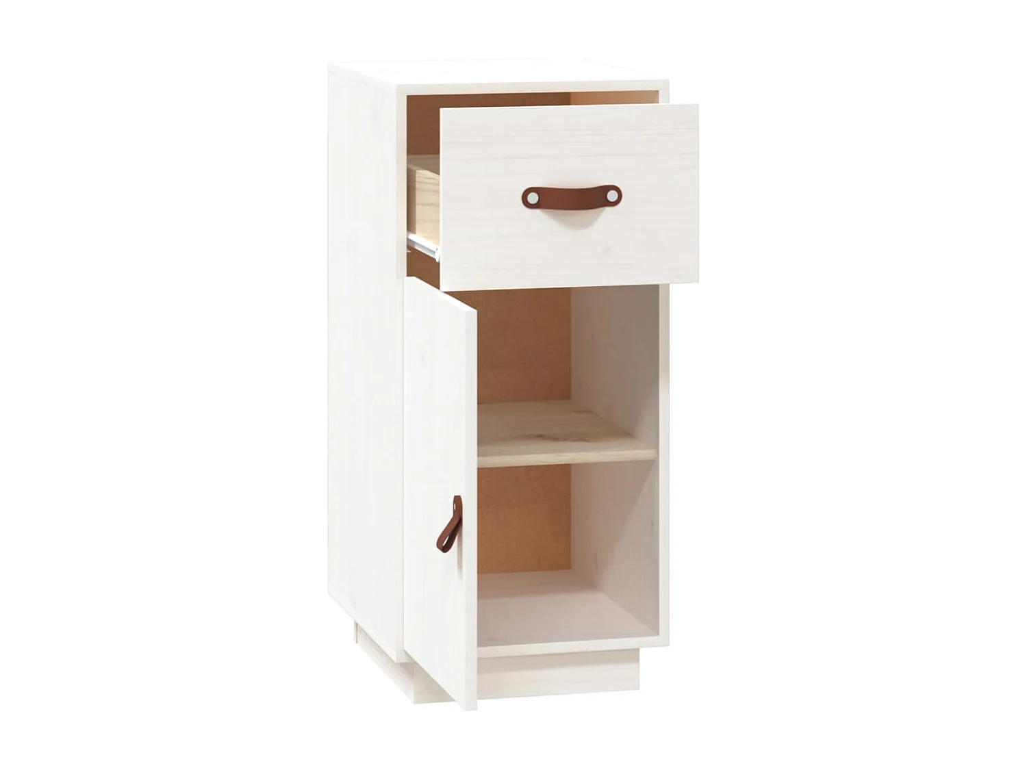 Buffet Blanc 34x40x75 cm Bois massif de pin
