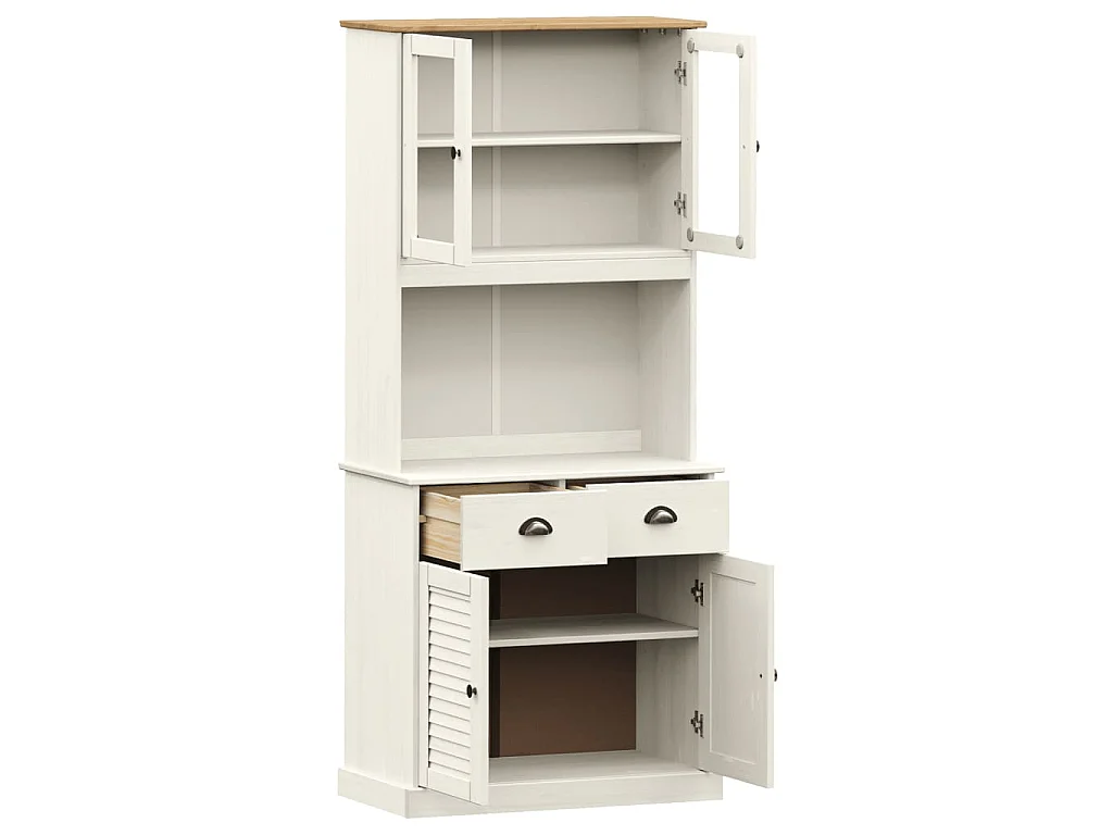 Highboard VIGO Weiß 78x40x175 cm Massivholz Kiefer