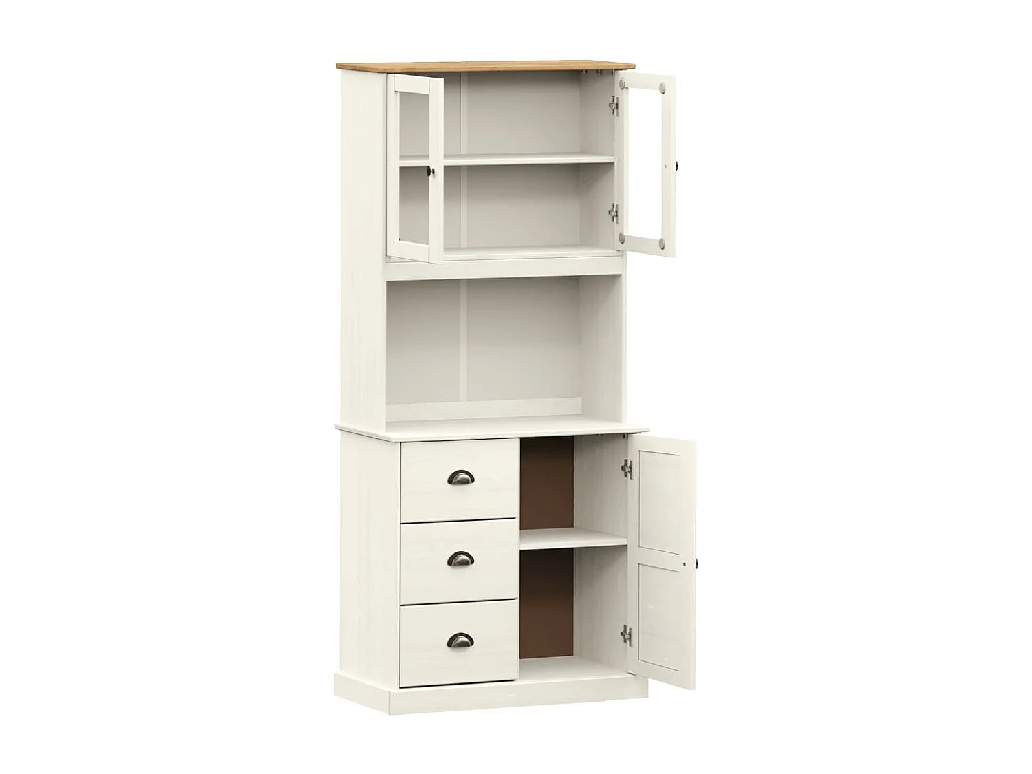 Buffet haut VIGO blanc 78x40x175 cm bois massif de pin
