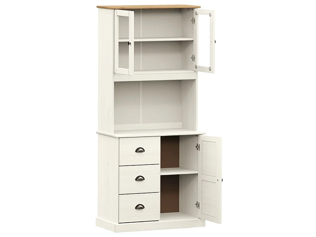Buffet haut VIGO blanc 78x40x175 cm bois massif de pin