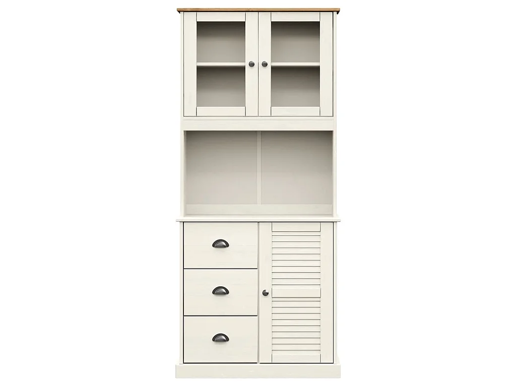 Buffet haut VIGO blanc 78x40x175 cm bois massif de pin