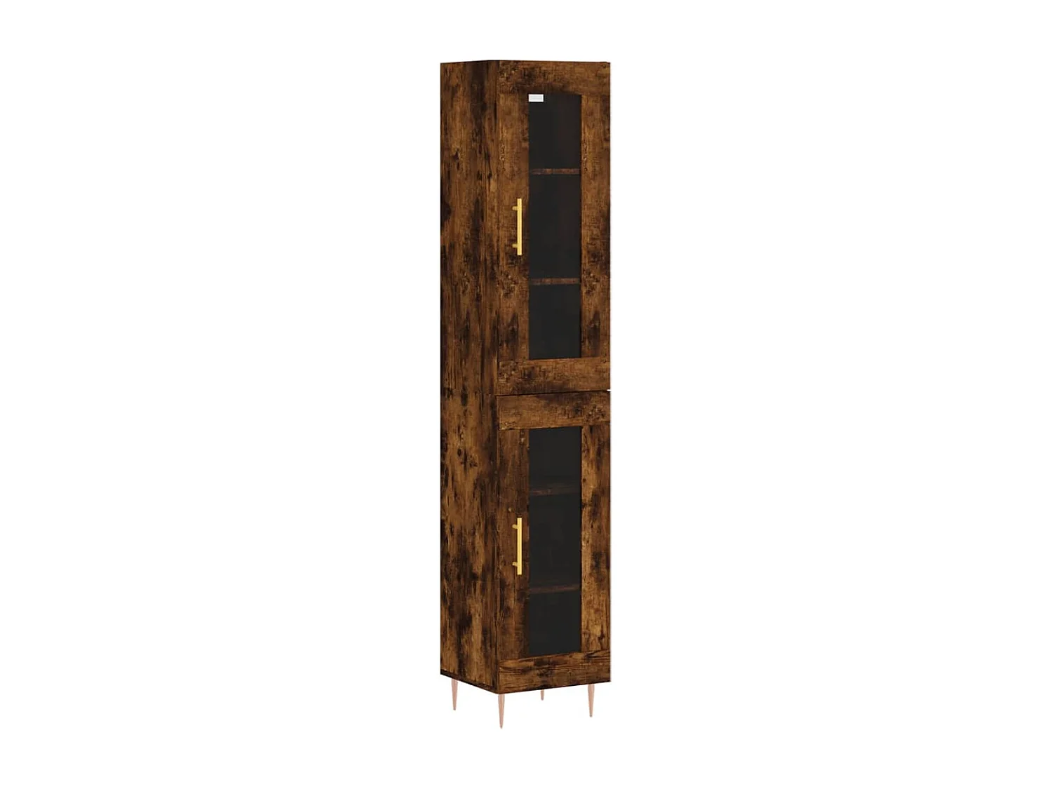 Buffet haut Chêne fumé 34,5x34x180 cm Bois d'ingénierie