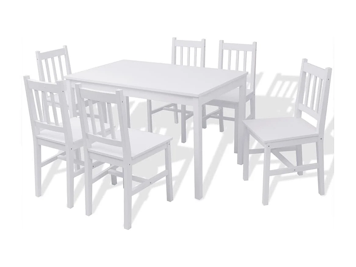 Jeu de salle à manger 7 pcs Pinède Blanc