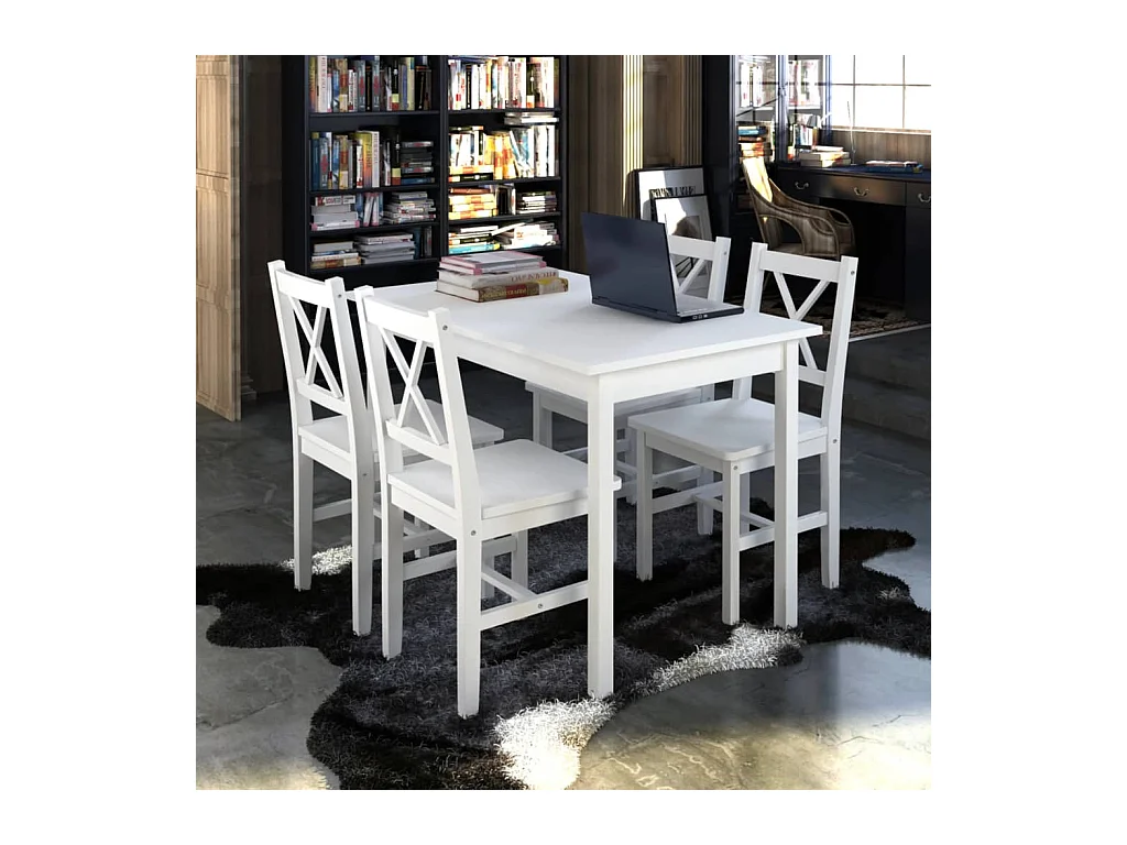 Juego de muebles de comedor 5 piezas blanco