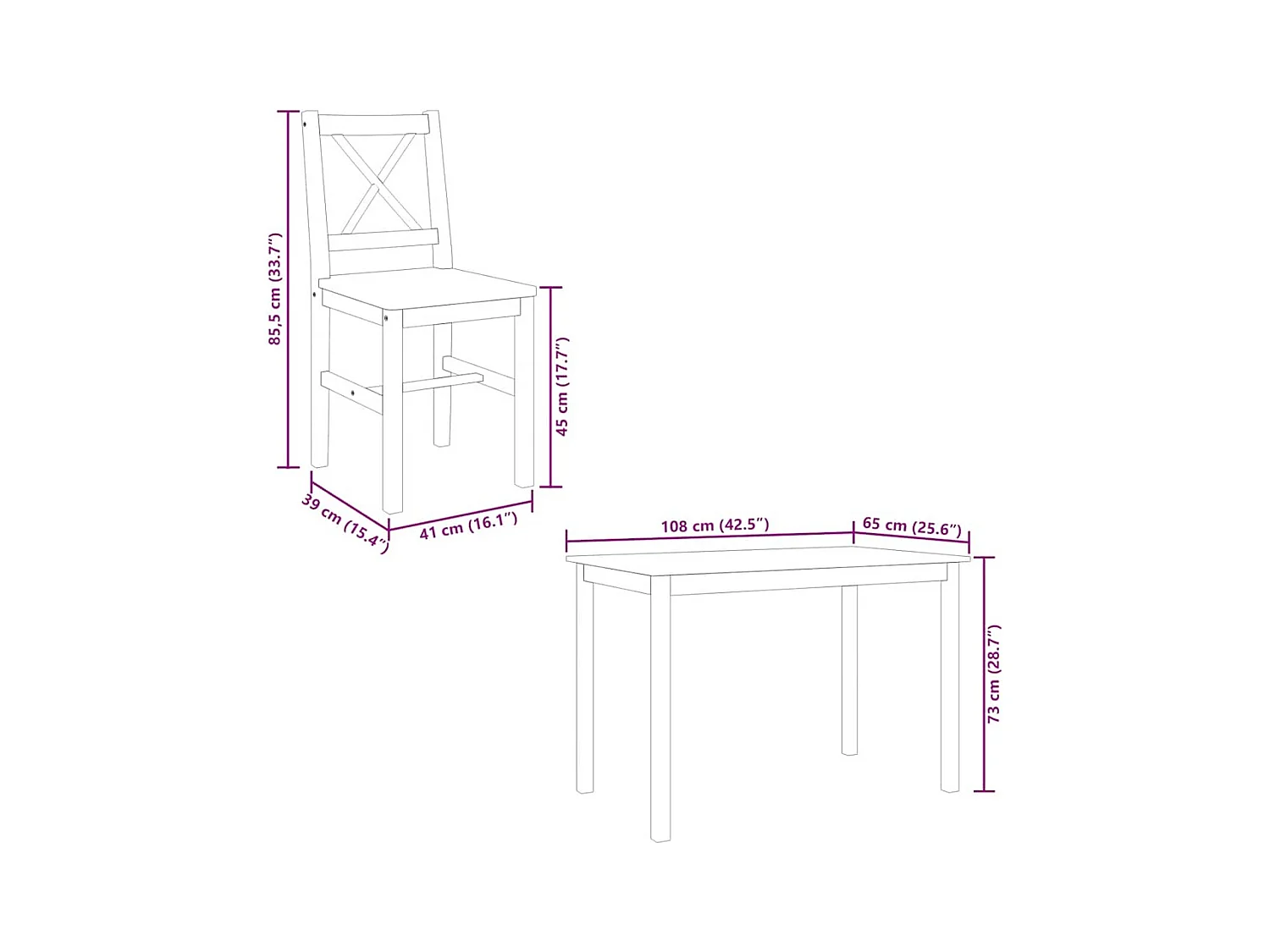 Juego de muebles de comedor 5 piezas blanco