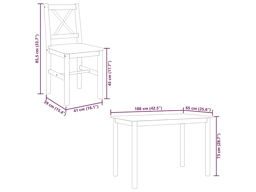 Ensemble de salle à manger 5 pcs Blanc