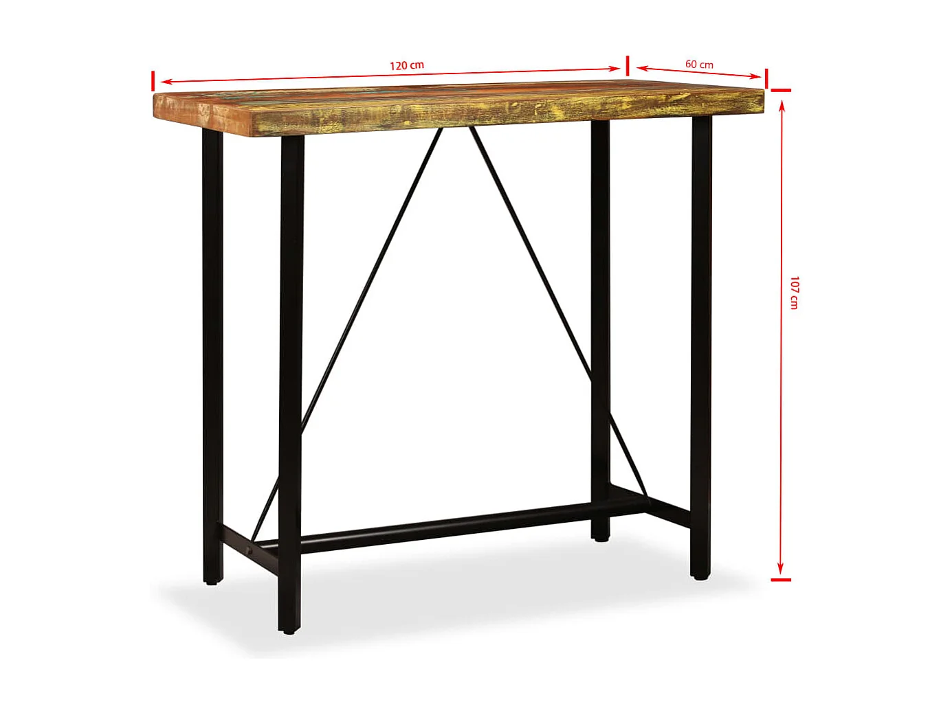 Barset massief gerecycled hout en echt leer 5-delig