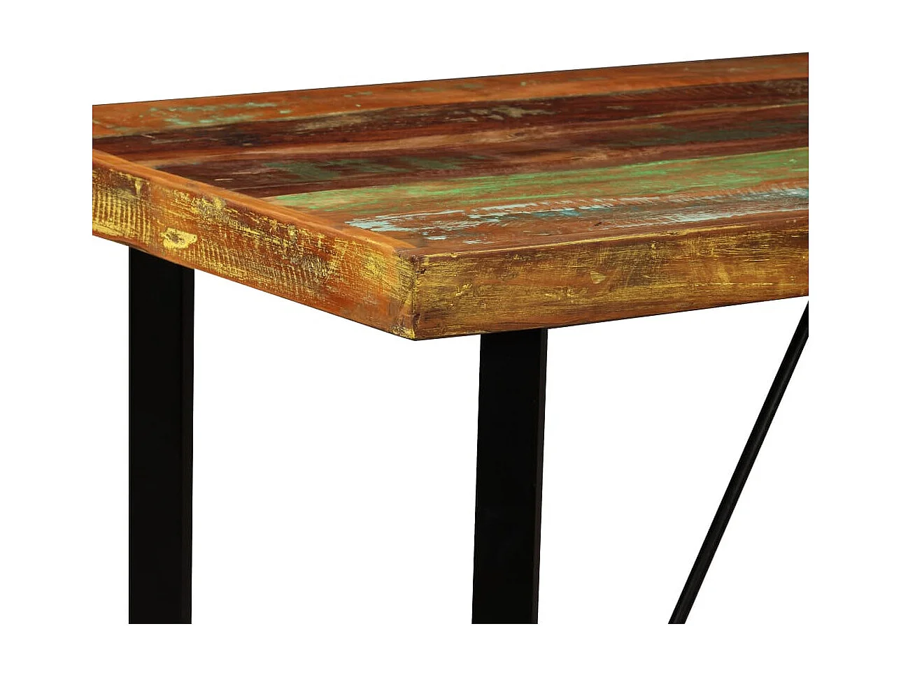 Barset massief gerecycled hout en echt leer 5-delig