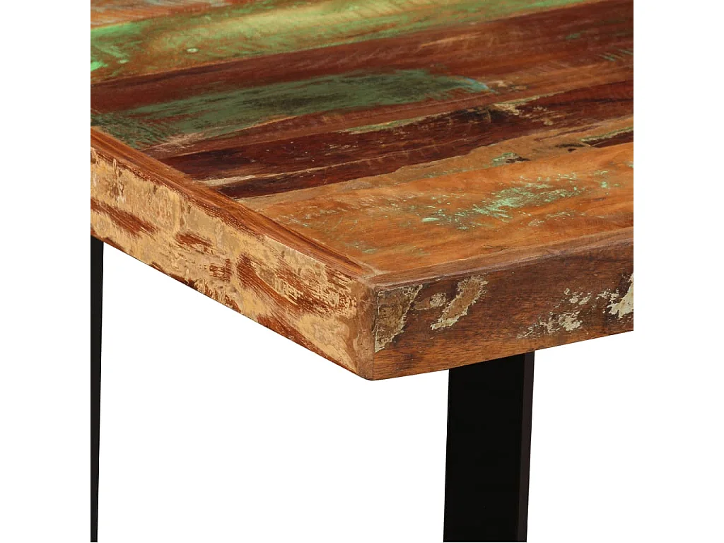 Ensemble de bar 5 pcs Bois massif recyclé et cuir véritable
