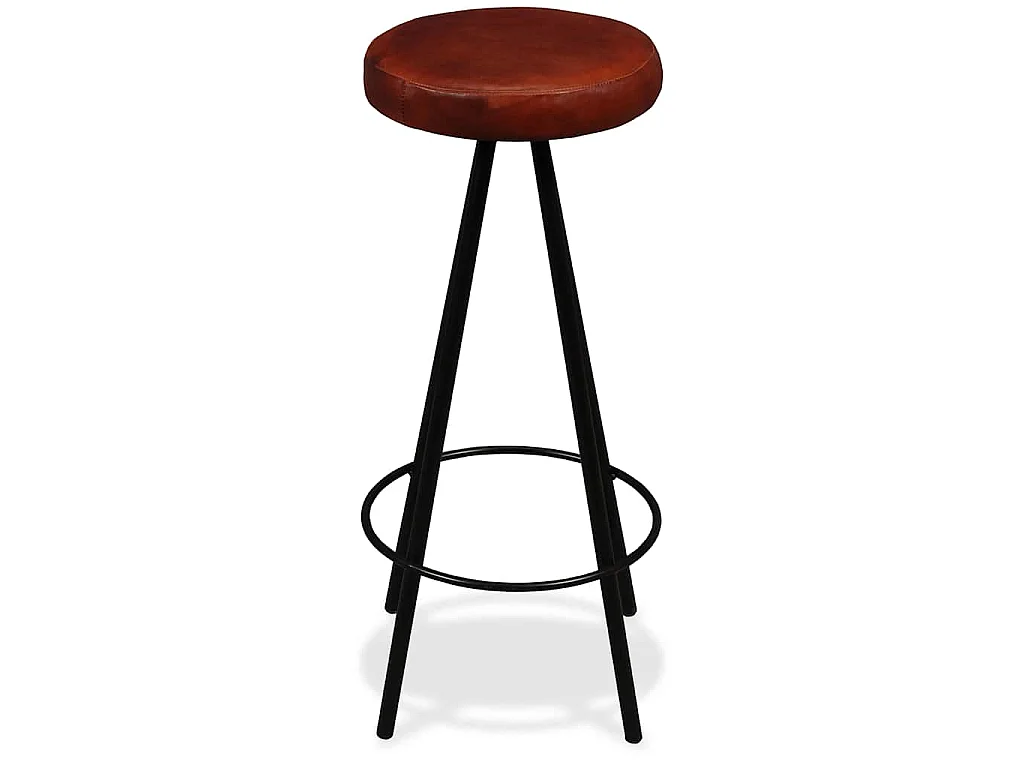 Ensemble de bar 5 pcs Bois massif recyclé et cuir véritable