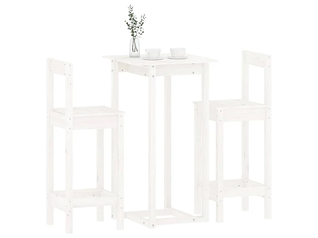 Set de bar 3 piezas madera maciza de pino blanco