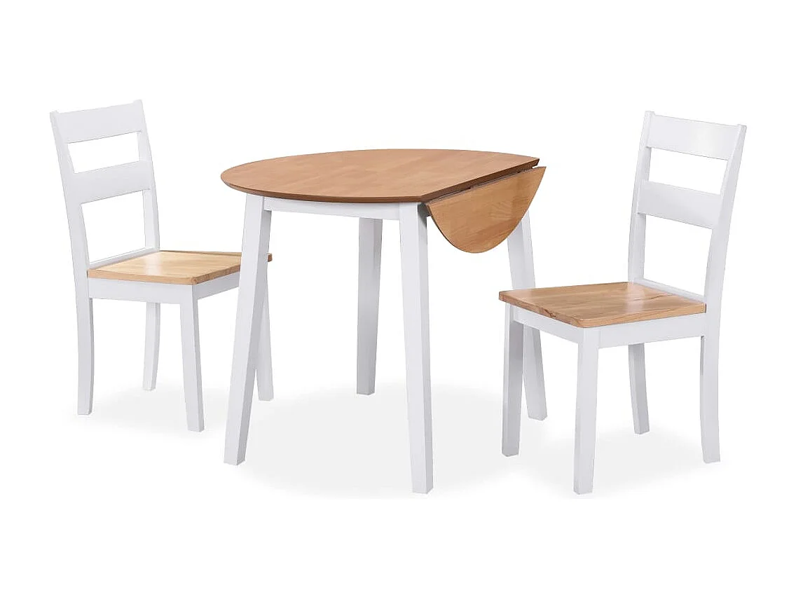 Ensemble de salle à manger 3 pcs MDF et hévéa Blanc