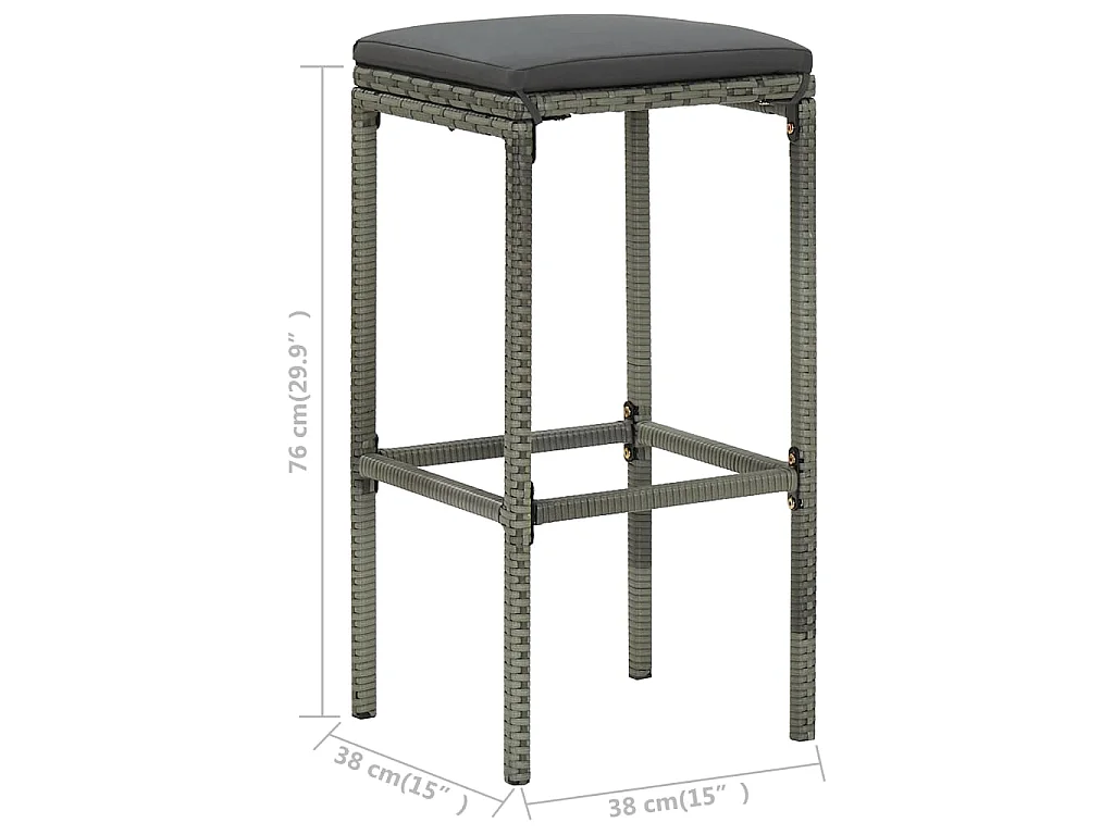 Set da Bar 3 pz in Polyrattan Grigio