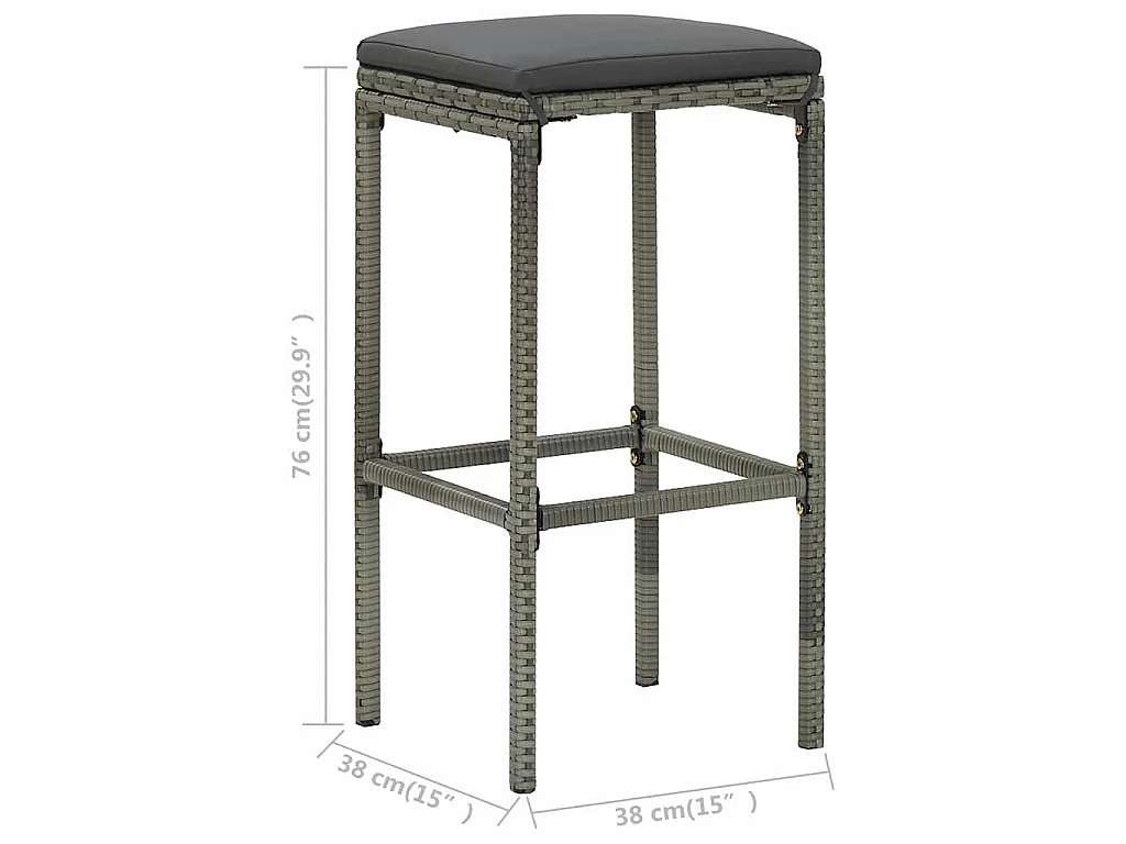 3-delige Barset poly rattan grijs