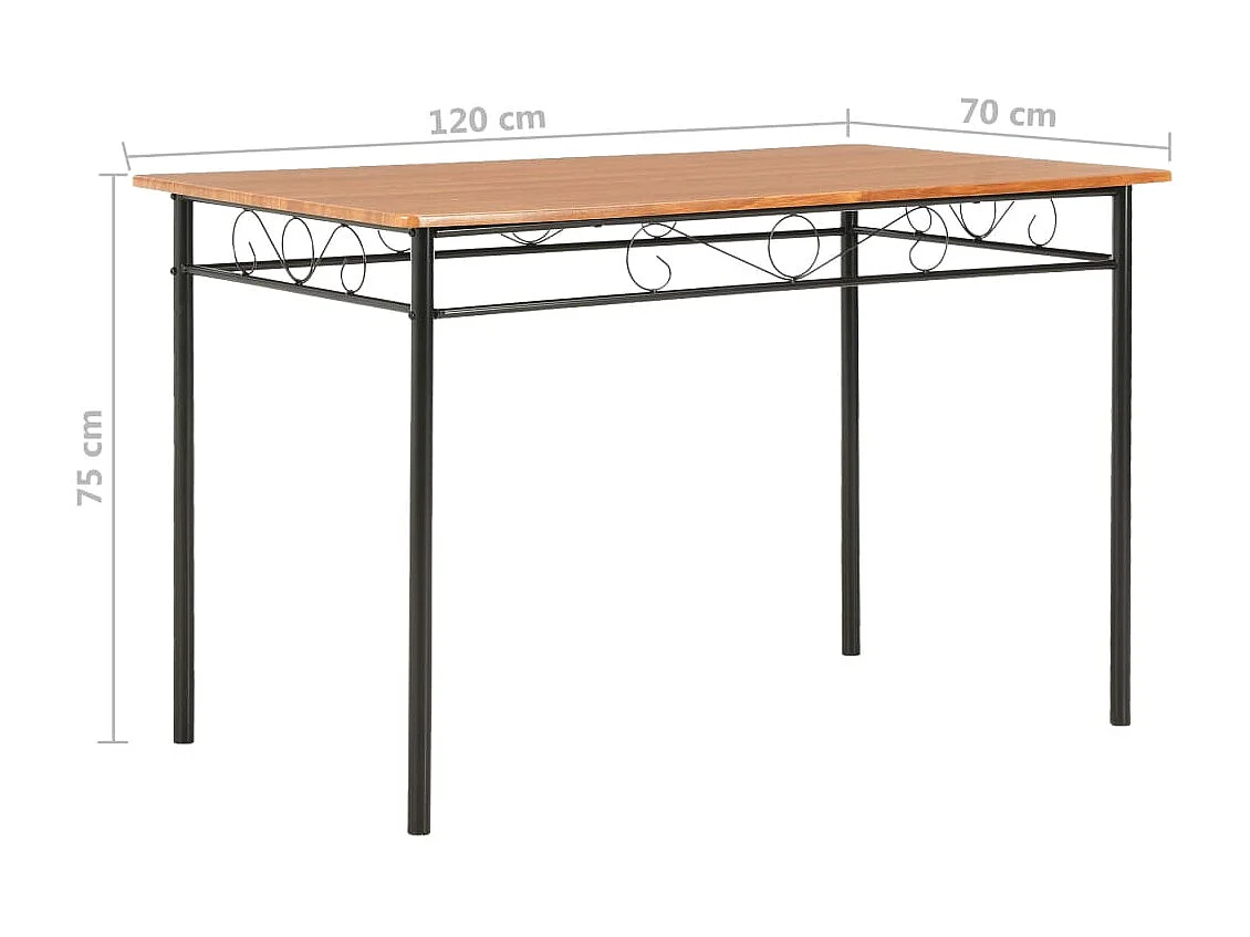 Set da Pranzo 7 pz in MDF e Acciaio Marrone