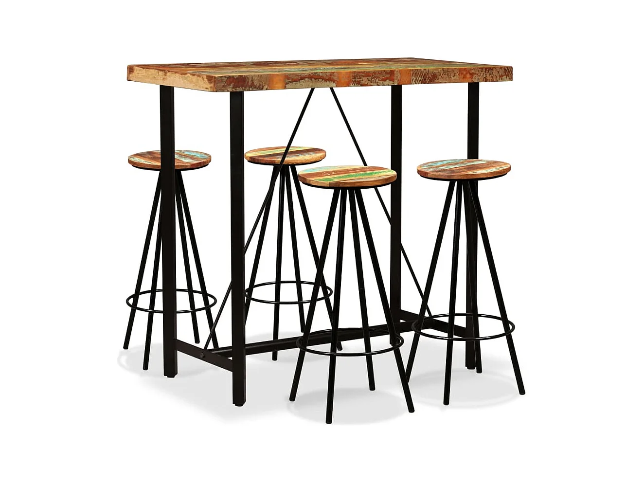 Ensemble de bar 5 pcs Bois de récupération massif