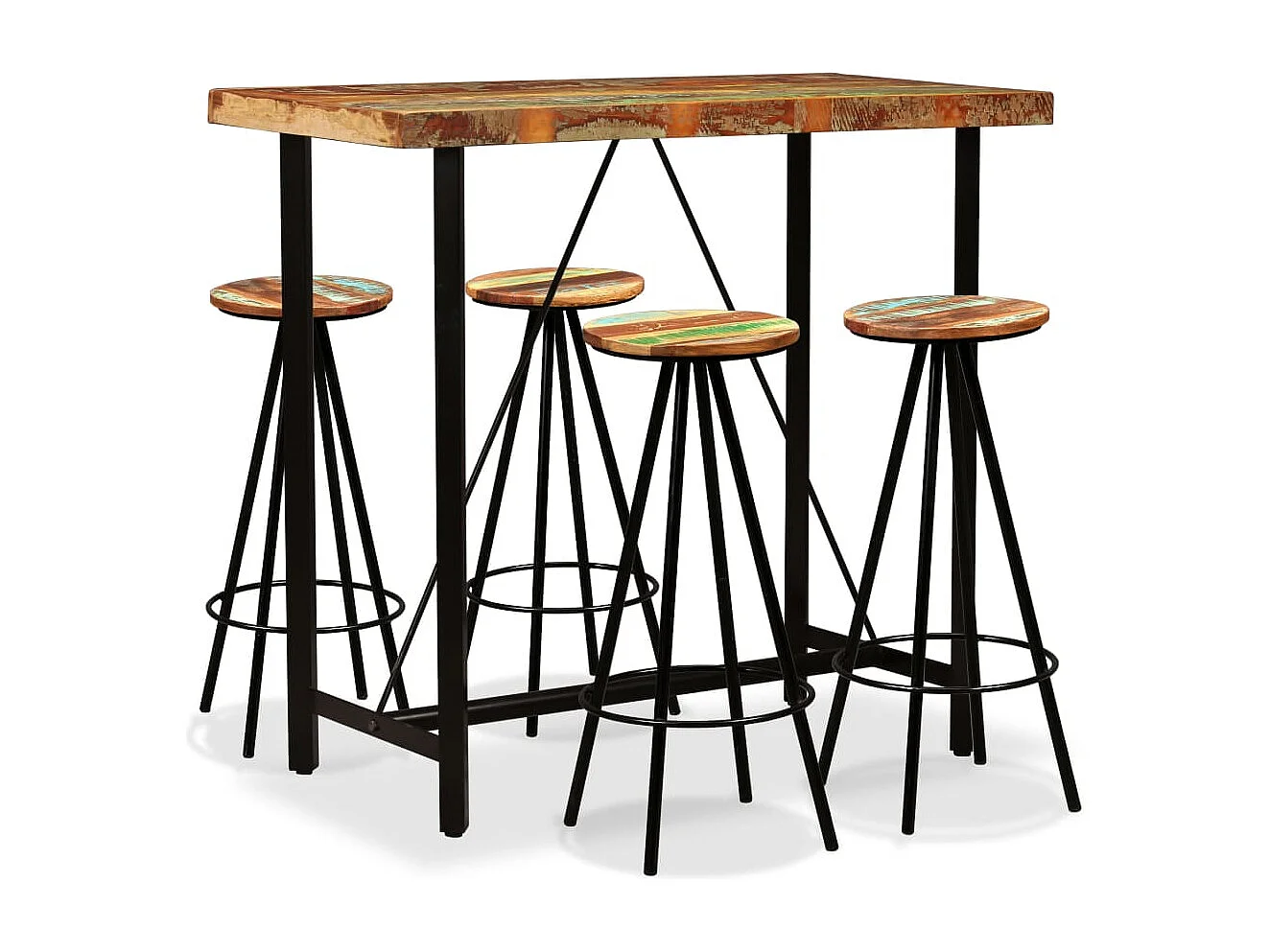 Ensemble de bar 5 pcs Bois de récupération massif