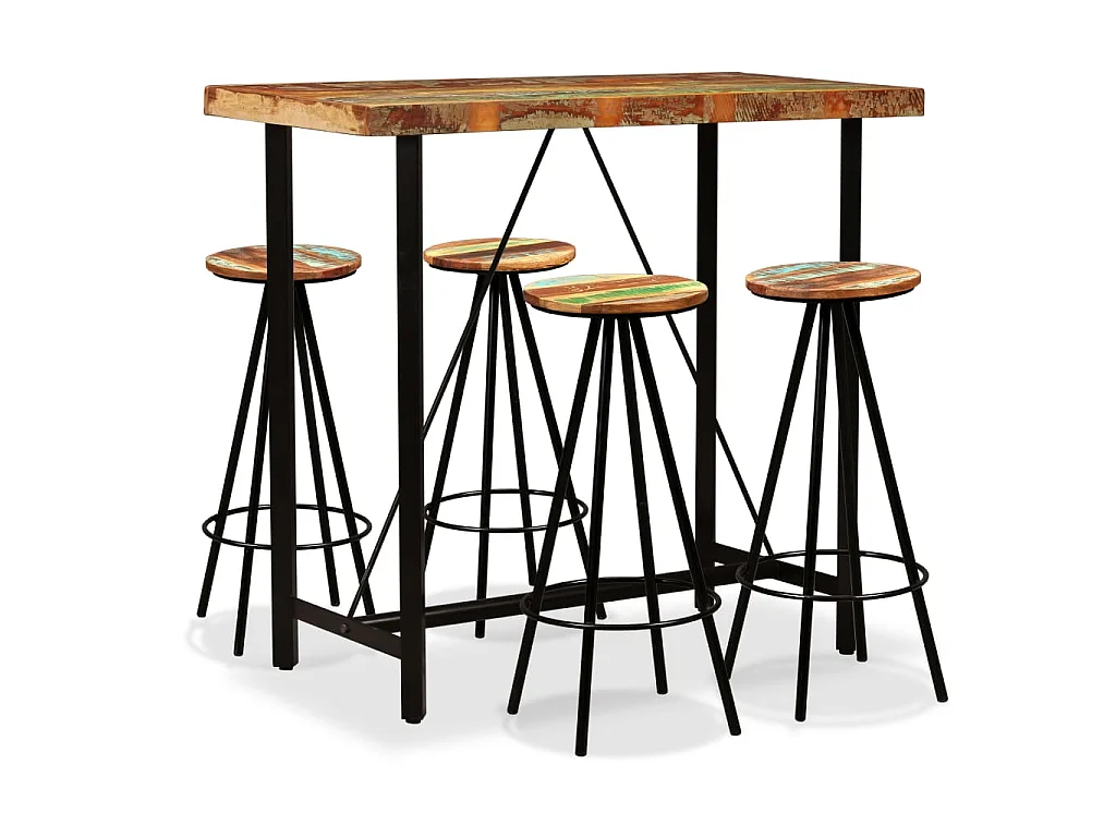 Ensemble de bar 5 pcs Bois de récupération massif