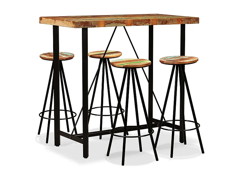 Ensemble de bar 5 pcs Bois de récupération massif