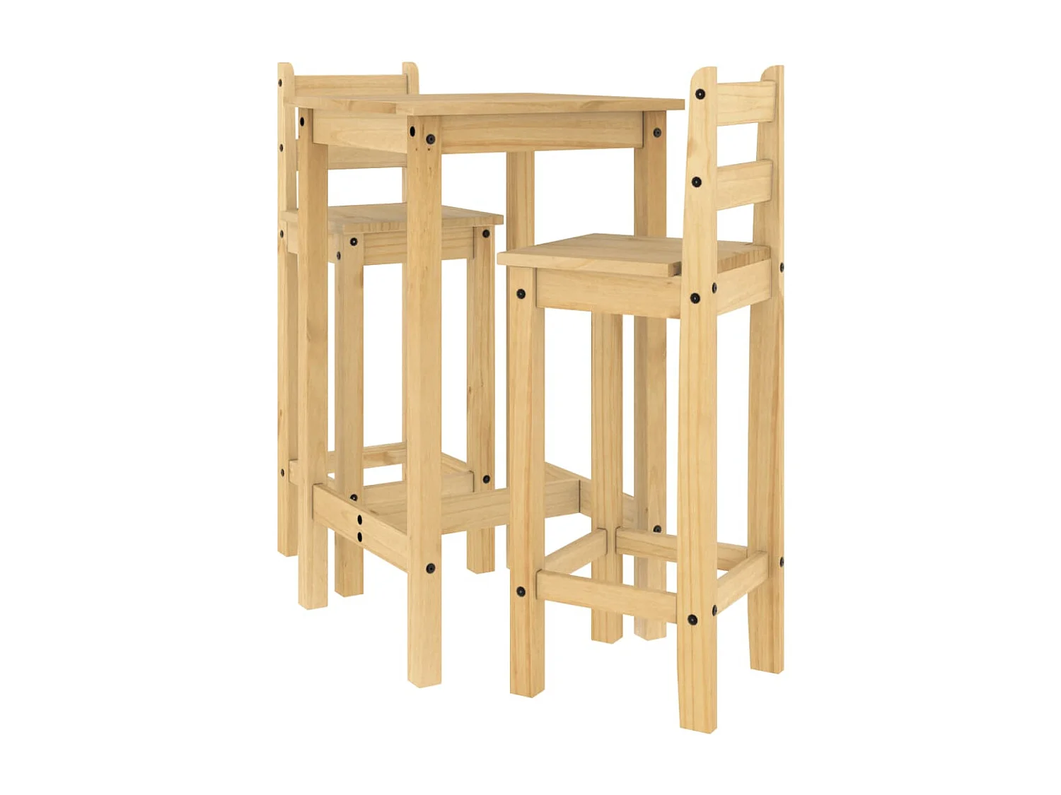 Ensemble de bar 3 pcs Bois de pin massif