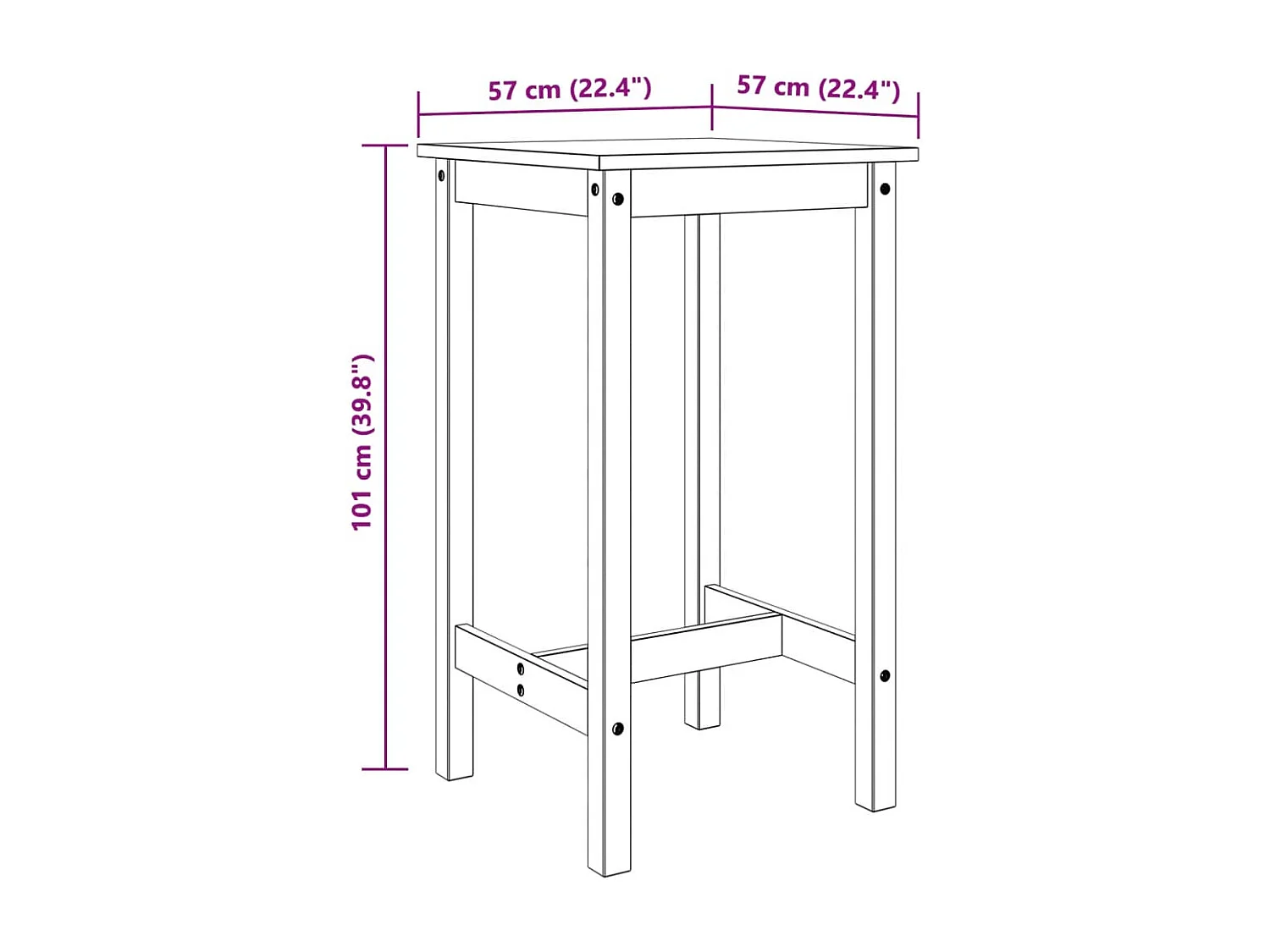 Ensemble de bar 3 pcs Bois de pin massif