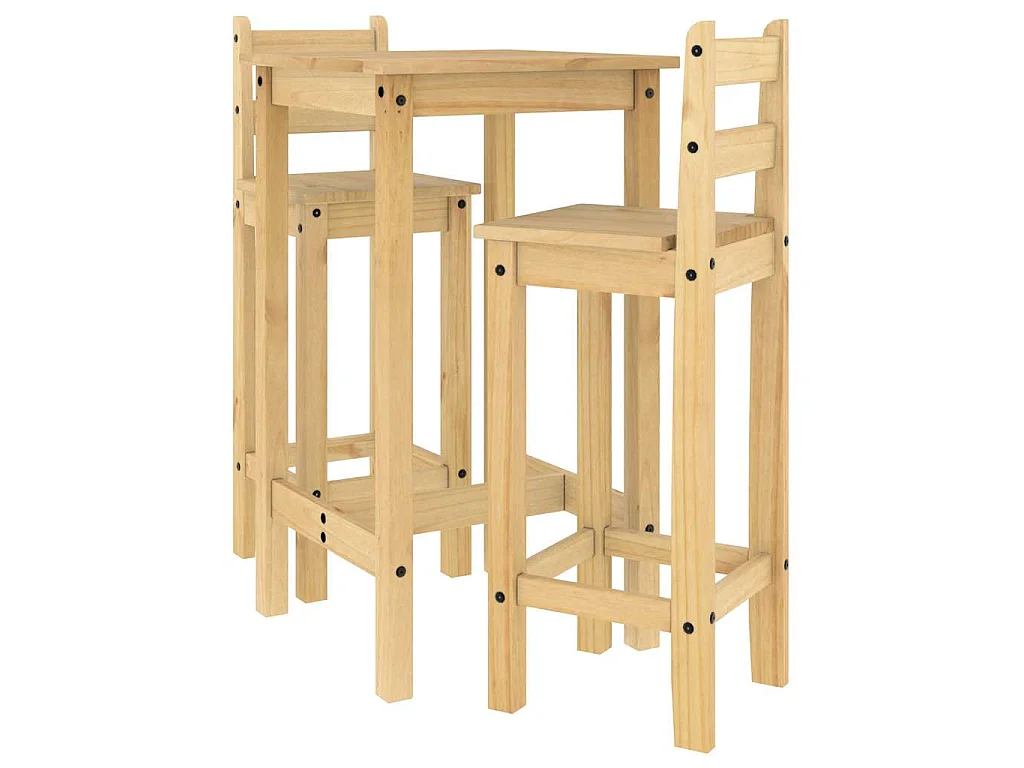 Ensemble de bar 3 pcs Bois de pin massif