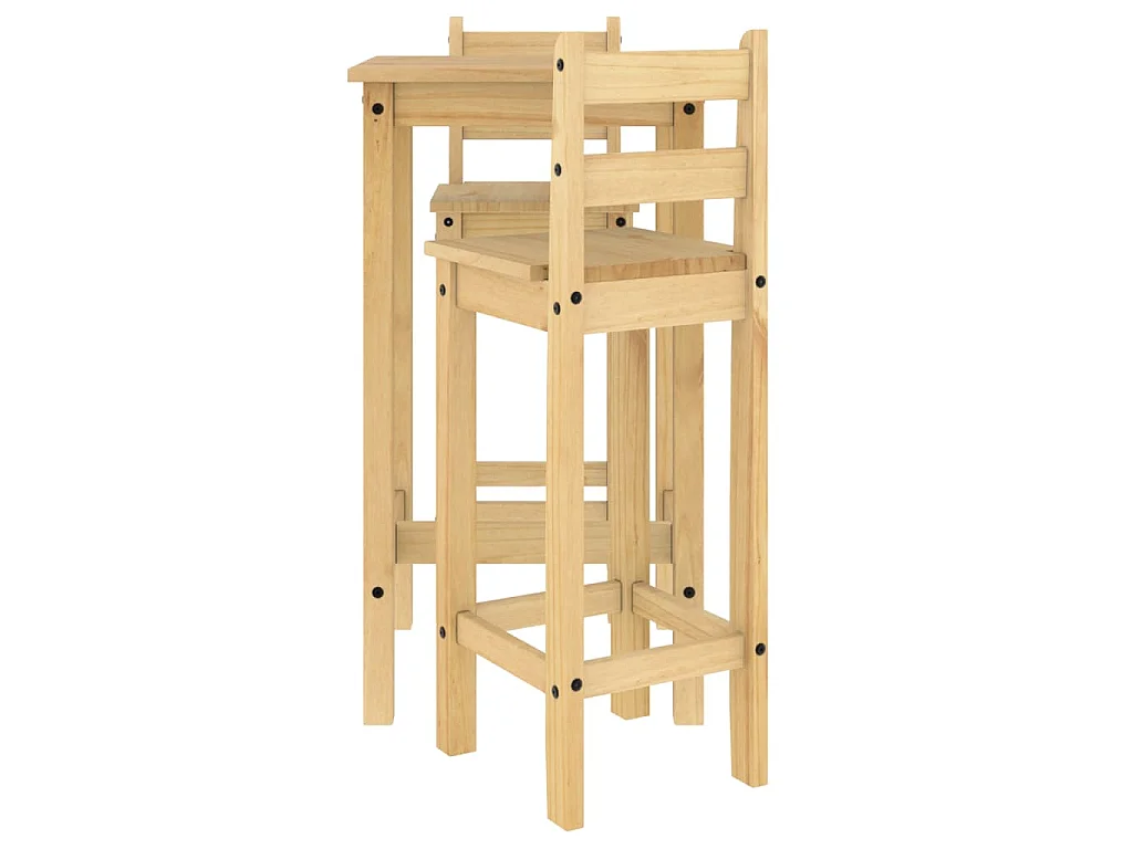 Ensemble de bar 3 pcs Bois de pin massif