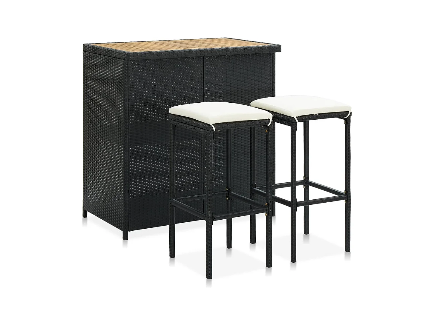 Ensemble de bar 3 pcs Résine tressée Noir