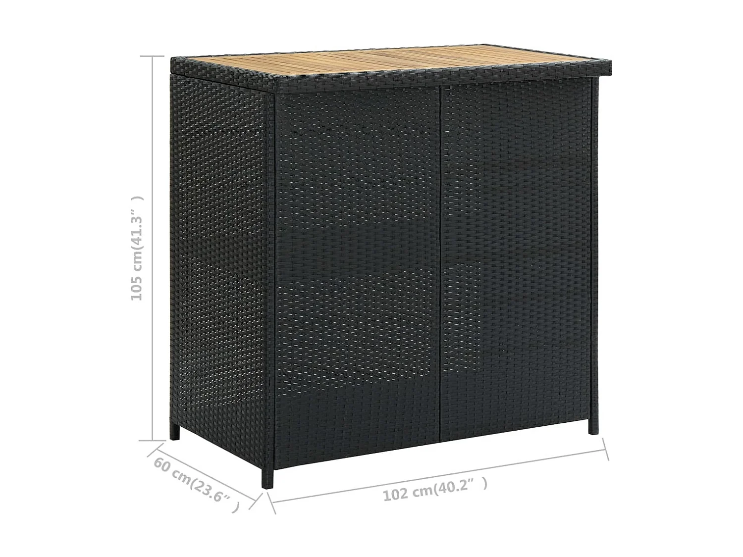 3-delige Barset poly rattan zwart