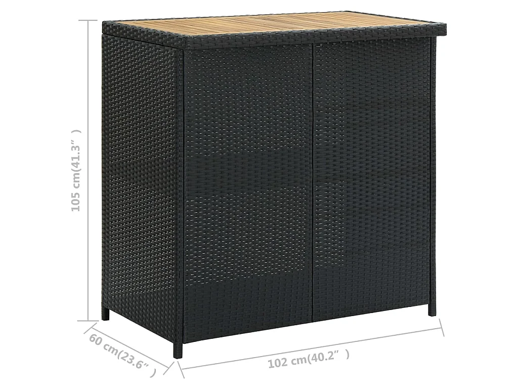 Ensemble de bar 3 pcs Résine tressée Noir