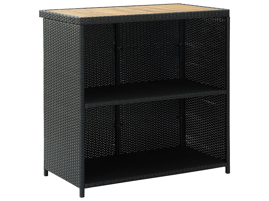 Ensemble de bar 3 pcs Résine tressée Noir