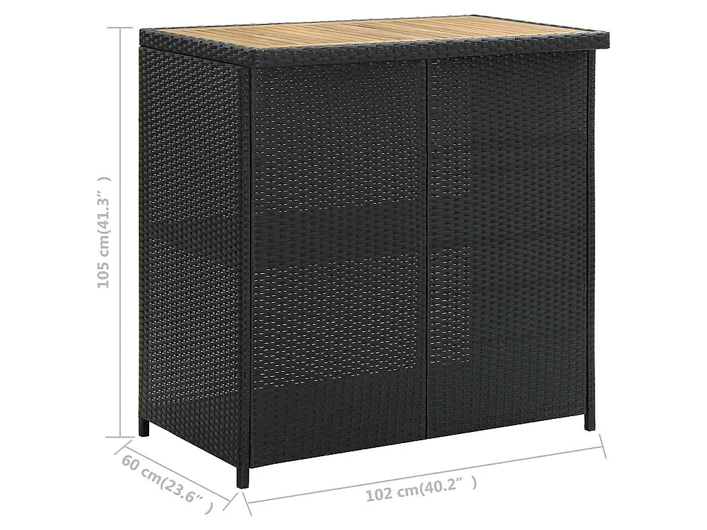 Ensemble de bar 3 pcs Résine tressée Noir