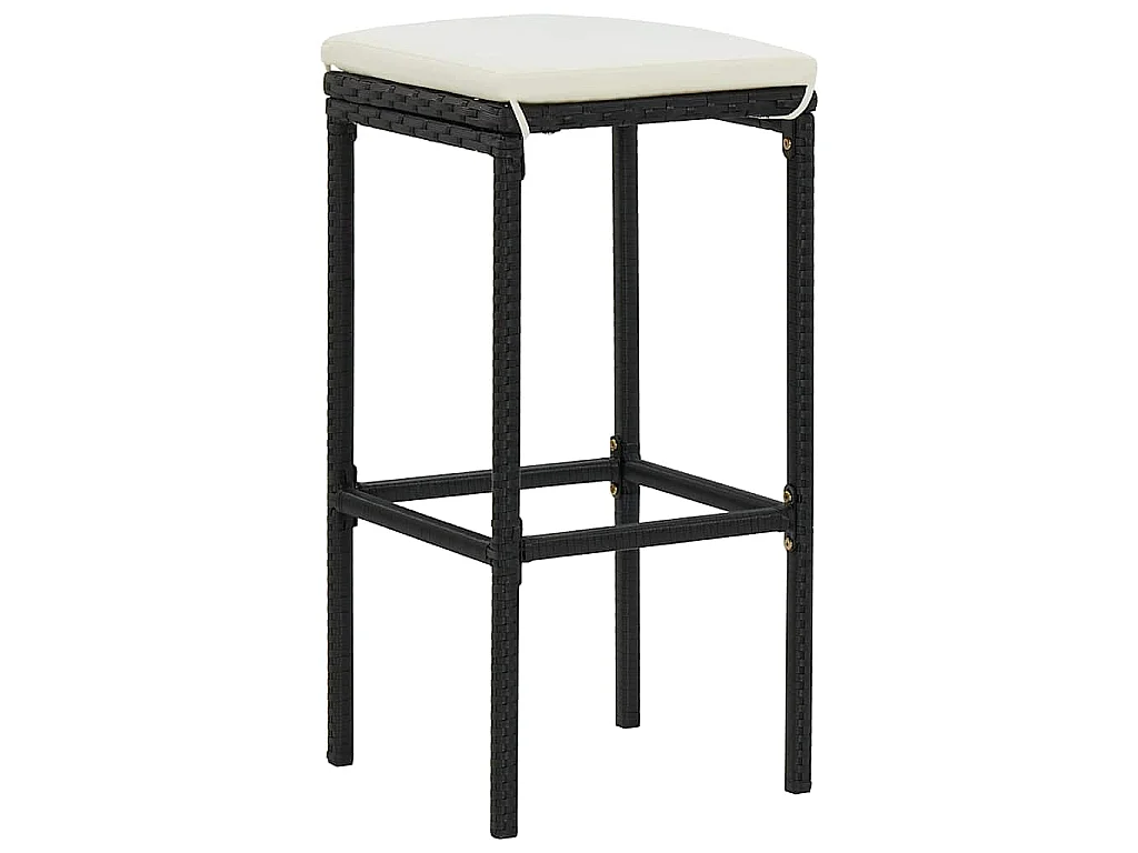 Ensemble de bar 3 pcs Résine tressée Noir