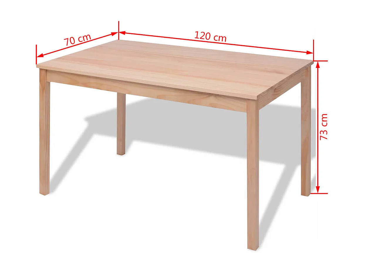 Conjunto de jantar de 7 pçs em pinho