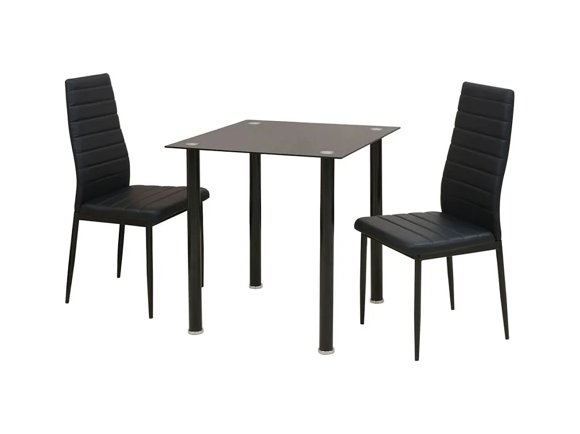 Ensemble de table et chaise de salle à manger 3 pièces noir