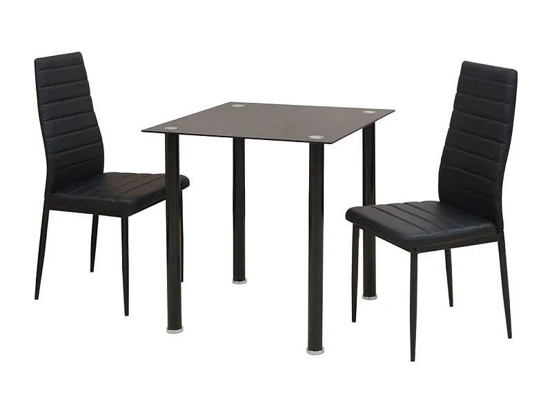 Ensemble de table et chaise de salle à manger 3 pièces noir
