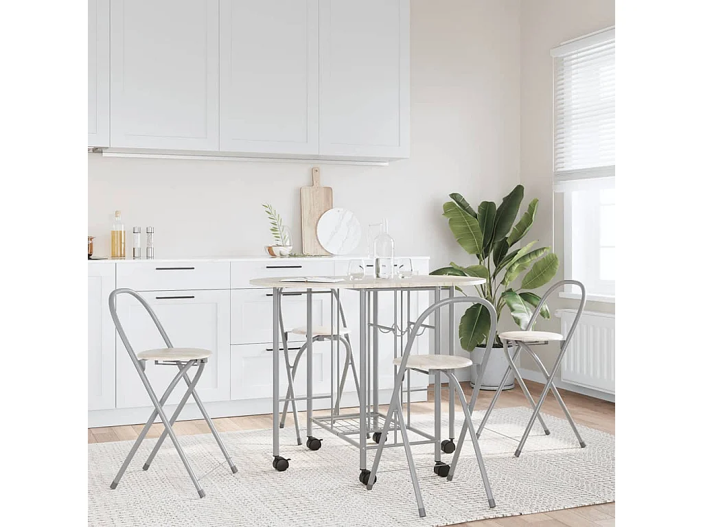 Set Tavolo e Sedie 5 pz Pieghevoli in MDF