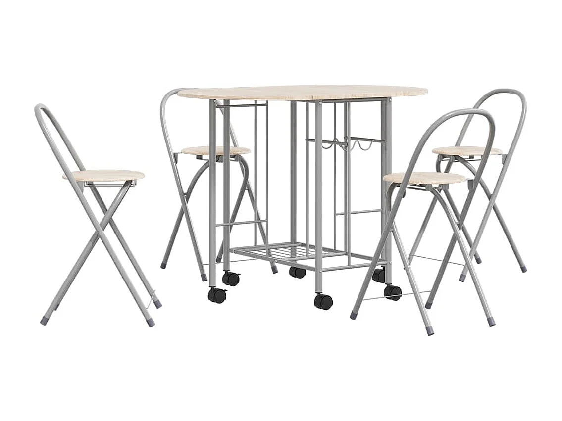 Set Tavolo e Sedie 5 pz Pieghevoli in MDF