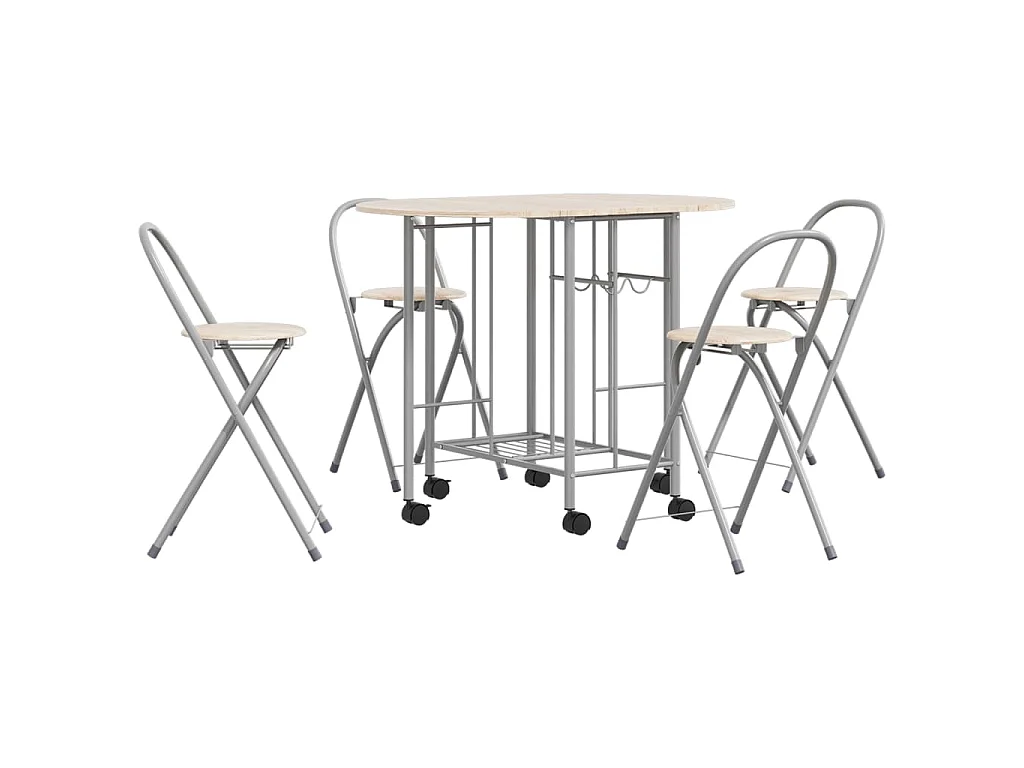 Eetkamerset opvouwbaar 5-dlg MDF