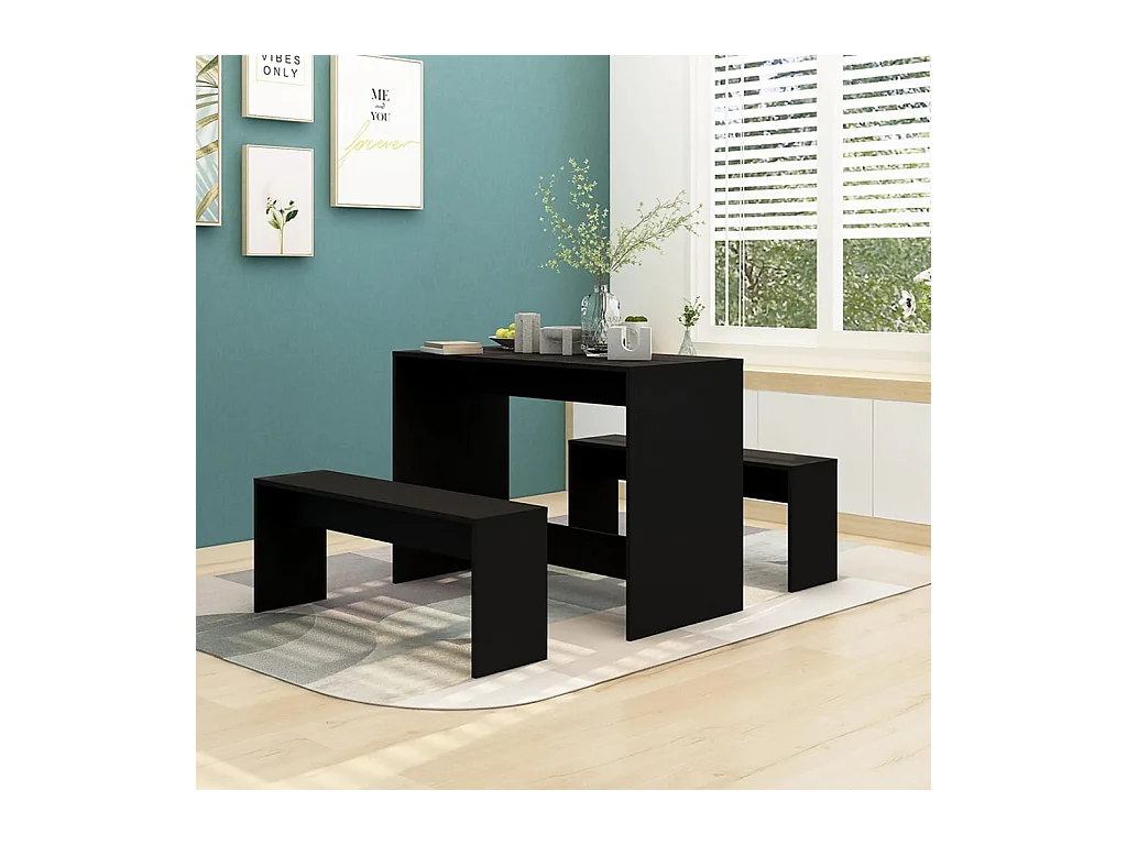 3 pcs conjunto de jantar derivados de madeira preto